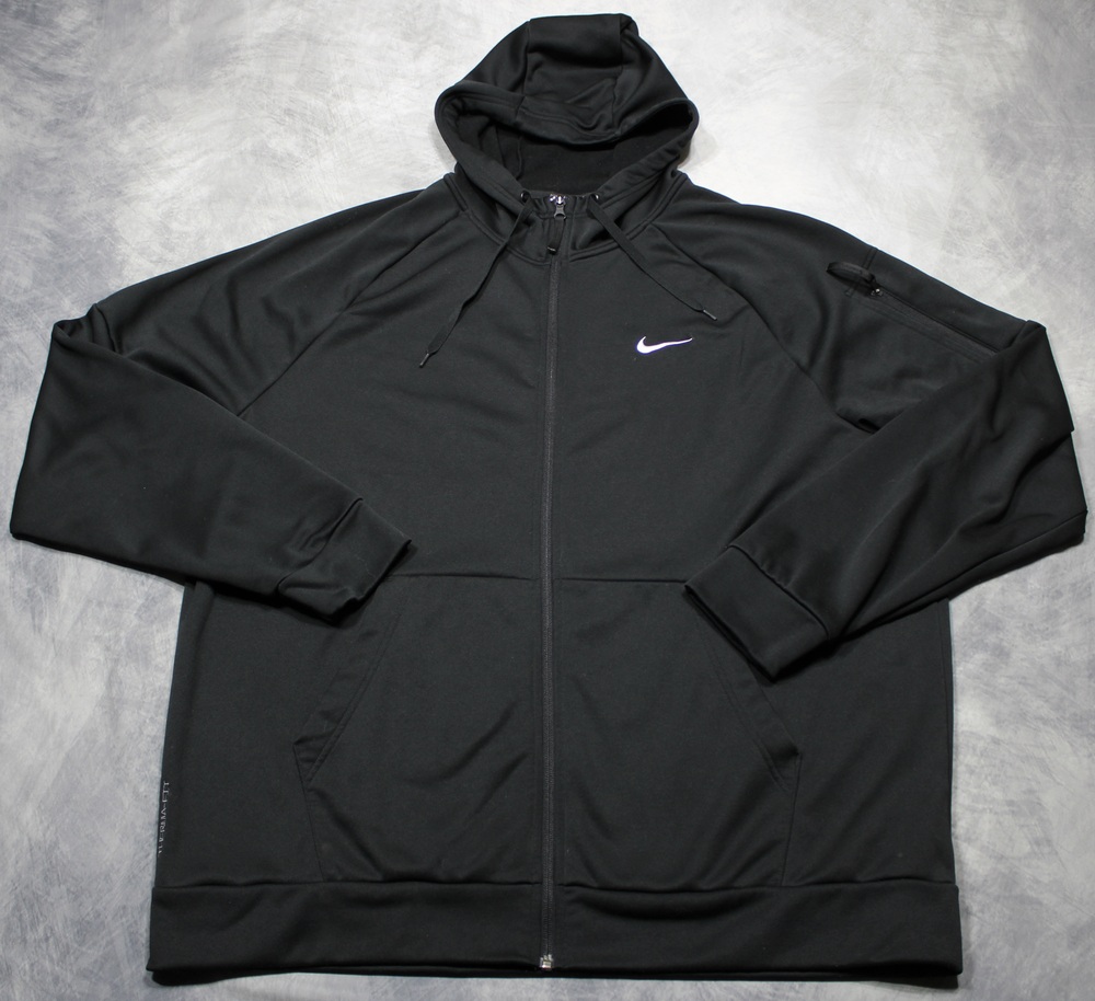 Nike Therma-FIT Hoodie Mens 2XLT Black Full Zip Fleece Training DQ4830-010